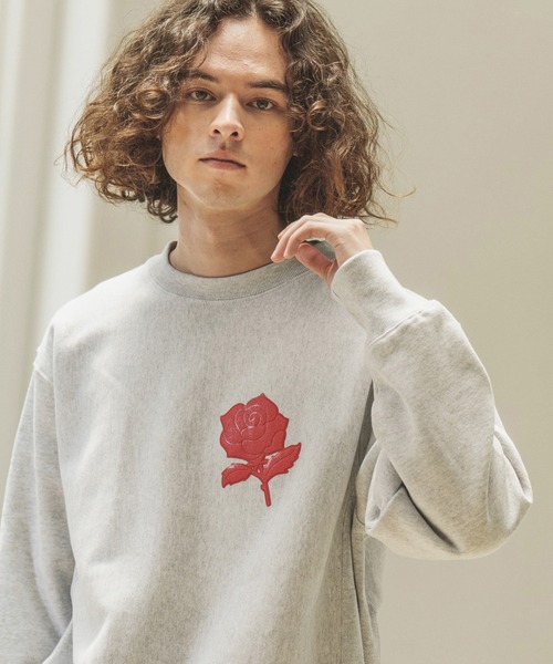 CAMBIO(カンビオ)の「msw1189-刺繍風ワンポイント(バラ)スウェット(スウェット・メンズ・ホワイト/ブラック/アッシュ/ベージュ・S/M/L/XL)」の18枚目の写真