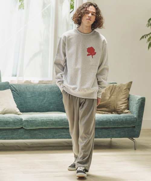 CAMBIO(カンビオ)の「msw1189-刺繍風ワンポイント(バラ)スウェット(スウェット・メンズ・ホワイト/ブラック/アッシュ/ベージュ・S/M/L/XL)」の12枚目の写真