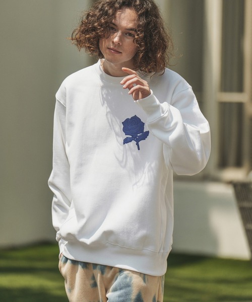 CAMBIO(カンビオ)の「msw1189-刺繍風ワンポイント(バラ)スウェット(スウェット・メンズ・ホワイト/ブラック/アッシュ/ベージュ・S/M/L/XL)」の5枚目の写真