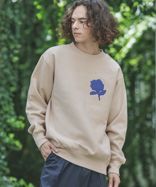 CAMBIO(カンビオ)の「msw1189-刺繍風ワンポイント(バラ)スウェット(スウェット・メンズ・ホワイト/ブラック/アッシュ/ベージュ・S/M/L/XL)」の19枚目の写真
