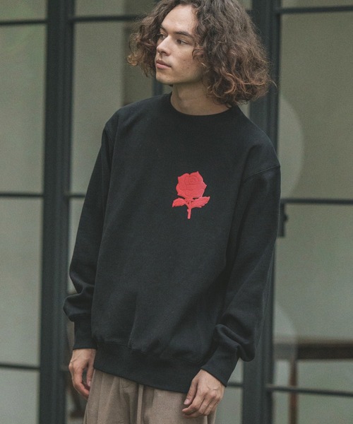 CAMBIO(カンビオ)の「msw1189-刺繍風ワンポイント(バラ)スウェット(スウェット・メンズ・ホワイト/ブラック/アッシュ/ベージュ・S/M/L/XL)」の16枚目の写真