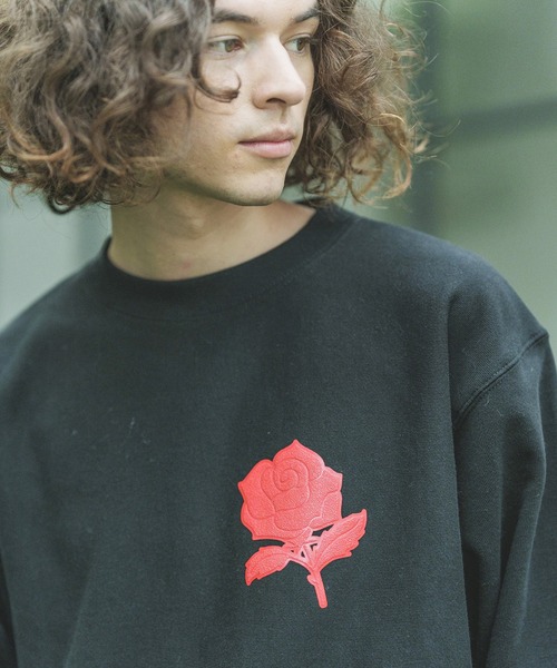CAMBIO(カンビオ)の「msw1189-刺繍風ワンポイント(バラ)スウェット(スウェット・メンズ・ホワイト/ブラック/アッシュ/ベージュ・S/M/L/XL)」の10枚目の写真