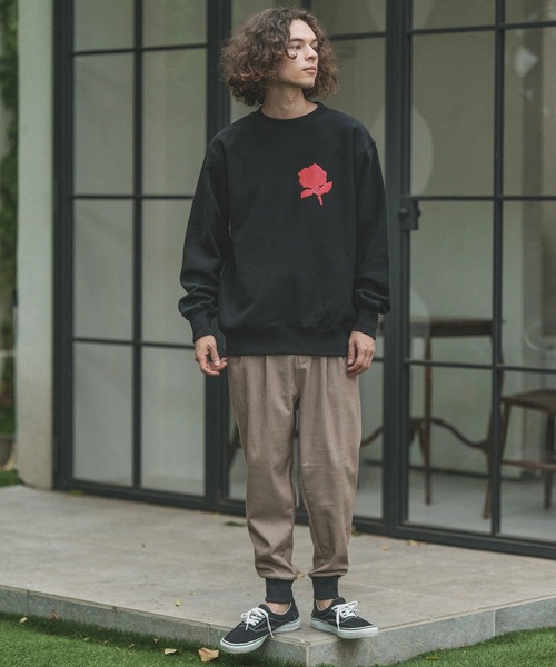CAMBIO(カンビオ)の「msw1189-刺繍風ワンポイント(バラ)スウェット(スウェット・メンズ・ホワイト/ブラック/アッシュ/ベージュ・S/M/L/XL)」の20枚目の写真