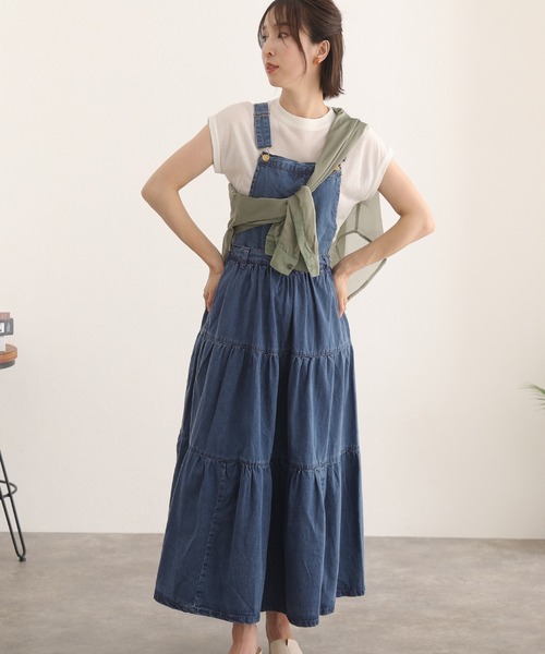 ElegChic(エレグシック)の「デニム ティアード サロペット スカート (スカート・レディース・ワンウォッシュ/ブルー・4L/XL/XXL/L/M)」の3枚目の写真