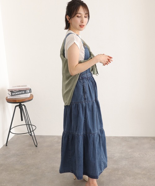 ElegChic(エレグシック)の「デニム ティアード サロペット スカート (スカート・レディース・ワンウォッシュ/ブルー・4L/XL/XXL/L/M)」の4枚目の写真