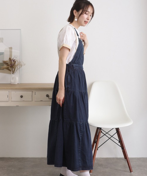 ElegChic(エレグシック)の「デニム ティアード サロペット スカート (スカート・レディース・ワンウォッシュ/ブルー・4L/XL/XXL/L/M)」の8枚目の写真