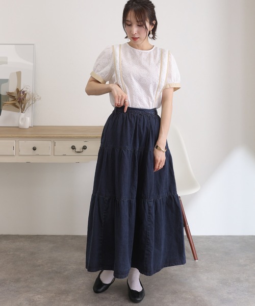 ElegChic(エレグシック)の「デニム ティアード サロペット スカート (スカート・レディース・ワンウォッシュ/ブルー・4L/XL/XXL/L/M)」の10枚目の写真