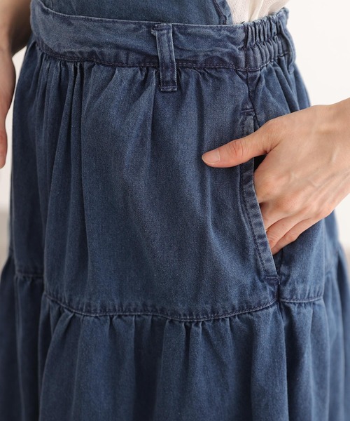 ElegChic(エレグシック)の「デニム ティアード サロペット スカート (スカート・レディース・ワンウォッシュ/ブルー・4L/XL/XXL/L/M)」の14枚目の写真