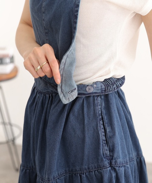 ElegChic(エレグシック)の「デニム ティアード サロペット スカート (スカート・レディース・ワンウォッシュ/ブルー・4L/XL/XXL/L/M)」の15枚目の写真