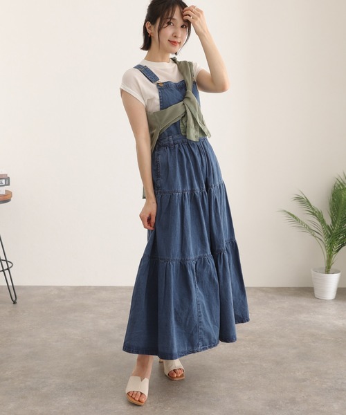 ElegChic(エレグシック)の「デニム ティアード サロペット スカート (スカート・レディース・ワンウォッシュ/ブルー・4L/XL/XXL/L/M)」の17枚目の写真