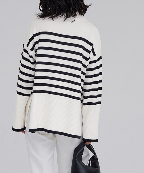 UR'S（ユアーズ）の「デザインボーダーニット（ニット/セーター・レディース・ホワイト/ブラック・M/S）」の13枚目の写真