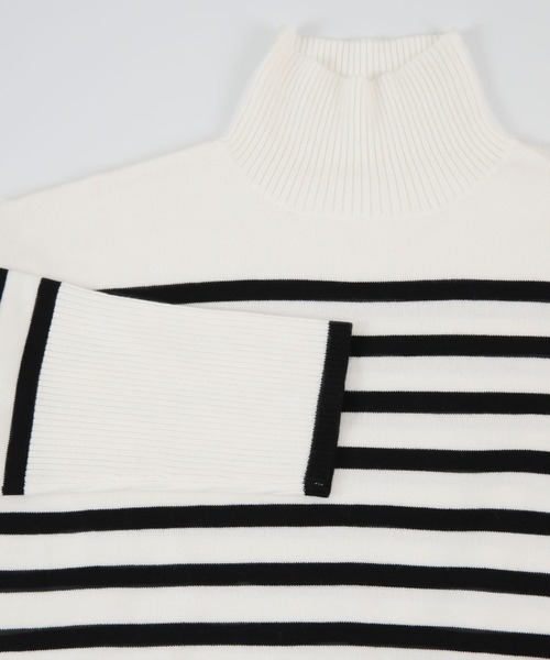 UR'S（ユアーズ）の「デザインボーダーニット（ニット/セーター・レディース・ホワイト/ブラック・M/S）」の12枚目の写真
