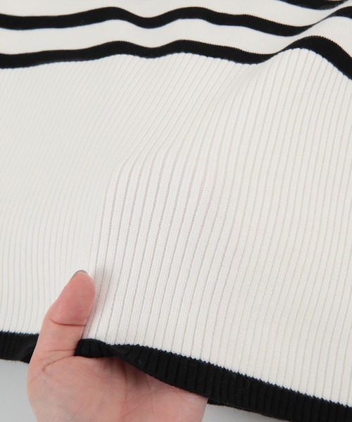 UR'S（ユアーズ）の「デザインボーダーニット（ニット/セーター・レディース・ホワイト/ブラック・M/S）」の21枚目の写真