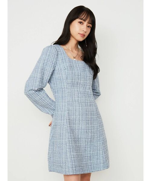 CALNAMUR（カルナムール）の「ツィードミニワンピース（ワンピース・レディース・ブラック/ブルー・FREE）」の2枚目の写真