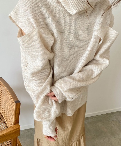 ニット セーター 「AYACA×Bab」ショルダー開きニットトップス レディース バブ Bab 【AYACA×Bab】ショルダー開きニットトップス （BEIGE