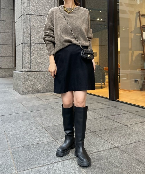 DouDou(ドゥドゥ)の「2WAYインターシャロゴニット(ニット/セーター・レディース・ブラック/モカ・FREE)」の17枚目の写真
