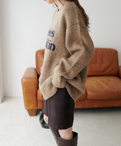 【セール】【ユニセックス/WEB限定】ダブルジャガードロゴビッグニットプルオーバー（ニット/セーター）｜DISCOAT（ディスコート）