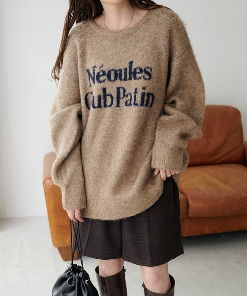 【セール】【ユニセックス/WEB限定】ダブルジャガードロゴビッグニットプルオーバー（ニット/セーター）｜DISCOAT（ディスコート）