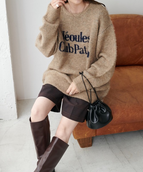 【セール】【ユニセックス/WEB限定】ダブルジャガードロゴビッグニットプルオーバー（ニット/セーター）｜DISCOAT（ディスコート）