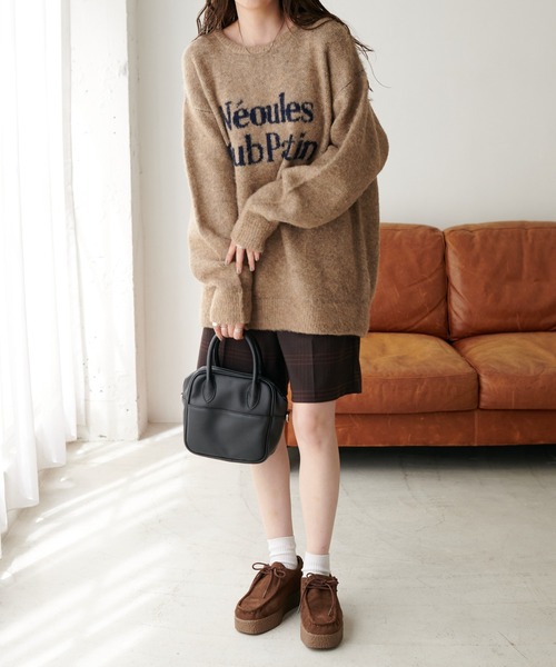 【セール】【ユニセックス/WEB限定】ダブルジャガードロゴビッグニットプルオーバー（ニット/セーター）｜DISCOAT（ディスコート）