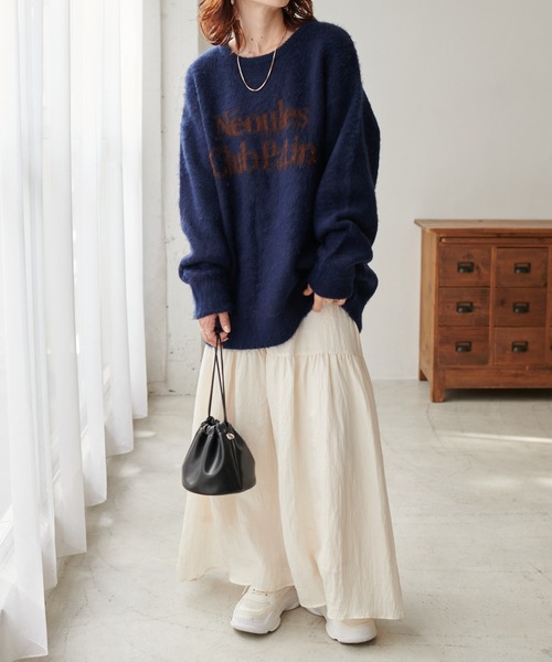 【セール】【ユニセックス/WEB限定】ダブルジャガードロゴビッグニットプルオーバー（ニット/セーター）｜DISCOAT（ディスコート）