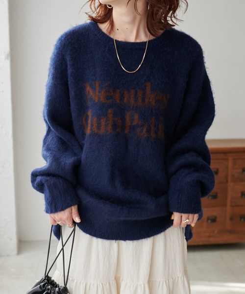 【セール】【ユニセックス/WEB限定】ダブルジャガードロゴビッグニットプルオーバー（ニット/セーター）｜DISCOAT（ディスコート）