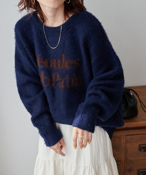 【セール】【ユニセックス/WEB限定】ダブルジャガードロゴビッグニットプルオーバー（ニット/セーター）｜DISCOAT（ディスコート）