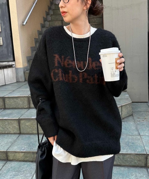 【セール】【ユニセックス/WEB限定】ダブルジャガードロゴビッグニットプルオーバー（ニット/セーター）｜DISCOAT（ディスコート）