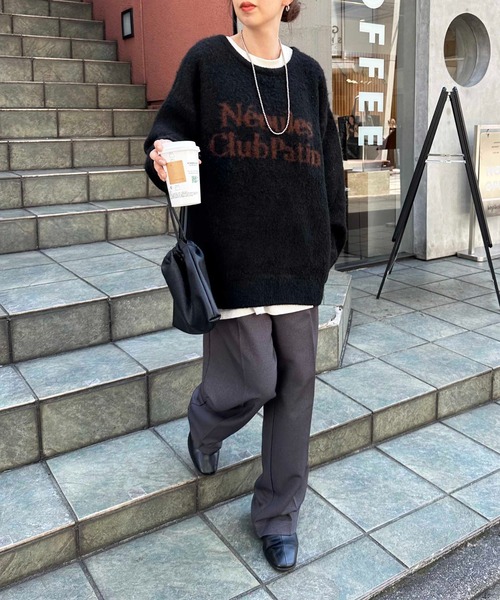 【セール】【ユニセックス/WEB限定】ダブルジャガードロゴビッグニットプルオーバー（ニット/セーター）｜DISCOAT（ディスコート）