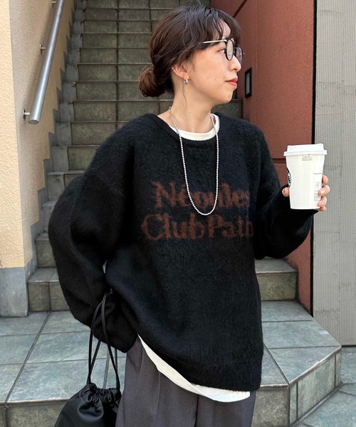 【セール】【ユニセックス/WEB限定】ダブルジャガードロゴビッグニットプルオーバー（ニット/セーター）｜DISCOAT（ディスコート）