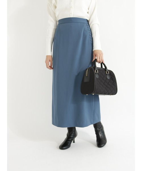 Te chichi(テチチ)の「サイドボタントラペーズスカート(スカート・レディース・ネイビー/ブルー/グレー・SMALL/MEDIUM)」の3枚目の写真