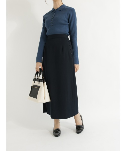 Te chichi(テチチ)の「サイドボタントラペーズスカート(スカート・レディース・ネイビー/ブルー/グレー・SMALL/MEDIUM)」の7枚目の写真