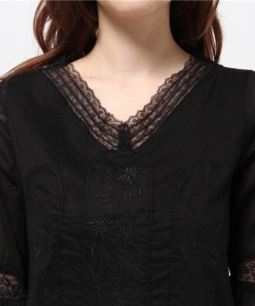 OUTLET（アウトレット）の「【mystic】Omekashi コットンレース刺繍ワンピース（ワンピース・レディース・ブラック・FREE）」の5枚目の写真