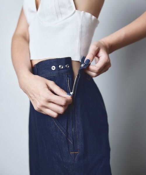 papier(パピエ)の「papier/パピエ/Highwest jeans(デニムパンツ・レディース・ホワイト/インディゴブルー・FREE)」の5枚目の写真