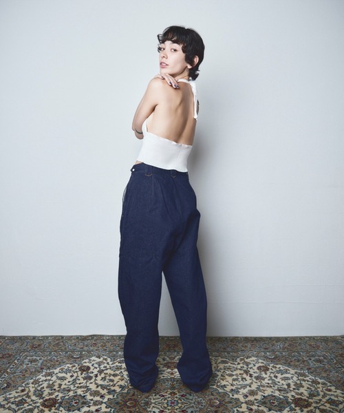 papier(パピエ)の「papier/パピエ/Highwest jeans(デニムパンツ・レディース・ホワイト/インディゴブルー・FREE)」の6枚目の写真