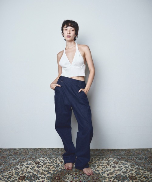 papier(パピエ)の「papier/パピエ/Highwest jeans(デニムパンツ・レディース・ホワイト/インディゴブルー・FREE)」の7枚目の写真