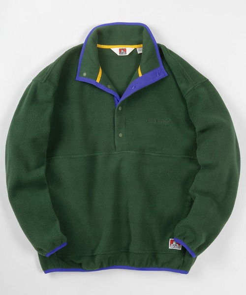 BEN DAVIS(ベンデイビス)の「【BEN DAVIS/ベンデイビス】ブランドロゴ刺繍 スタンドスナップボタン フリースヘンリーネック/ハーフボタン プルオーバー/ ビッグシルエット(スウェット・レディース・ダークグリーン/グレー/ライトブルー・M/L/XL)」の3枚目の写真