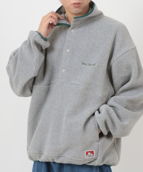 BEN DAVIS(ベンデイビス)の「【BEN DAVIS/ベンデイビス】ブランドロゴ刺繍 スタンドスナップボタン フリースヘンリーネック/ハーフボタン プルオーバー/ ビッグシルエット(スウェット・レディース・ダークグリーン/グレー/ライトブルー・M/L/XL)」の16枚目の写真