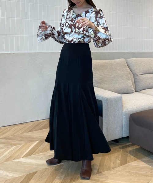 EIMY ISTOIRE(エイミーイストワール)の「SheilaFlowerビッグカラーブラウス(シャツ/ブラウス・レディース・ネイビー/グリーン系その他/ブラウン・FREE)」の4枚目の写真