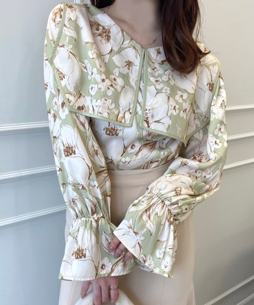EIMY ISTOIRE(エイミーイストワール)の「SheilaFlowerビッグカラーブラウス(シャツ/ブラウス・レディース・ネイビー/グリーン系その他/ブラウン・FREE)」の22枚目の写真