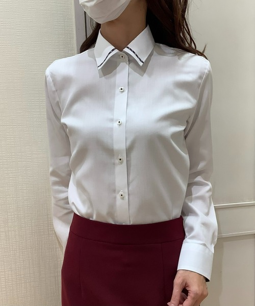 TOKYO SHIRTS（トウキョウシャツ）の「透け防止 形態安定ノーアイロン レギュラー 長袖ビジネスワイシャツ（ビジネスシャツ・レディース・ホワイト・XS/S/M/L/LL/XL）」の7枚目の写真