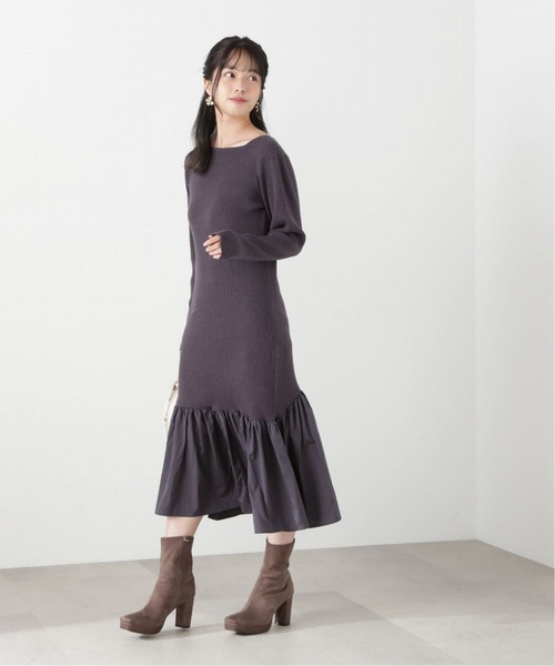 PROPORTION BODY DRESSING（プロポーションボディドレッシング）の「前後２ｗａｙアシメヘムドッキングマーメイドニットワンピース / 1213140102（ワンピース・レディース・ダークグレー/ベージュ・SMALL/MEDIUM）」の4枚目の写真