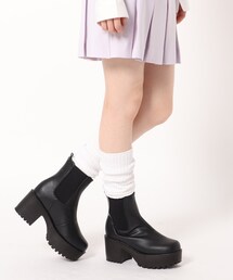 サイドゴア厚底ショートブーツ