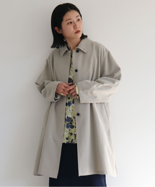 お歳暮 人気 オシャレ yuni（ユニ ）の「強撚コットン バルカラー トリアセテート ジャケット・アウター