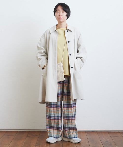 yuni 強撚コットントリアセテート　バルカラーショートコート yuni（ユニ ）の「強撚コットン トリアセテート バルカラー