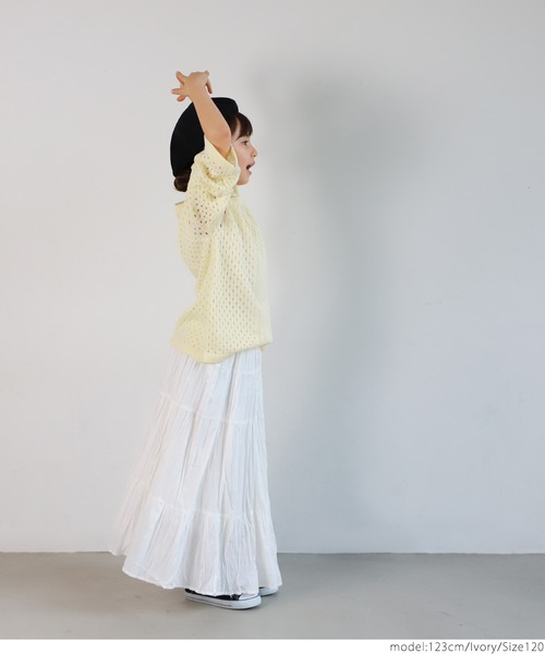 coca(coca)(コカ)の「キッズ ニット レース編み Uネック トップス(ニット/セーター・キッズ・オレンジ/ライトグリーン/アイボリー・100/110/120/130/140)」の7枚目の写真