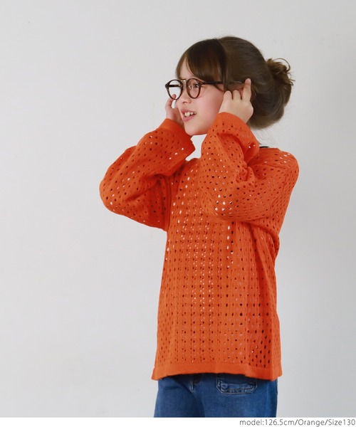 coca(coca)(コカ)の「キッズ ニット レース編み Uネック トップス(ニット/セーター・キッズ・オレンジ/ライトグリーン/アイボリー・100/110/120/130/140)」の10枚目の写真