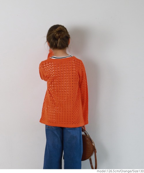 coca(coca)(コカ)の「キッズ ニット レース編み Uネック トップス(ニット/セーター・キッズ・オレンジ/ライトグリーン/アイボリー・100/110/120/130/140)」の11枚目の写真