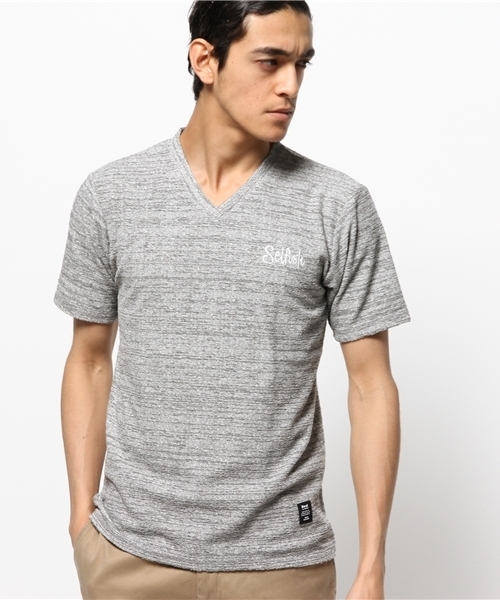 VENCEEXCHANGE(ヴァンスエクスチェンジ)の「ブークレーパイルTシャツ (Tシャツ/カットソー・メンズ・ネイビー/オフホワイト/グレー・MEDIUM/LARGE)」の1枚目の写真