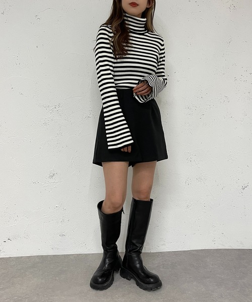apres jour mignon(アプレジュールミニョン)の「袖フレアタートルネックニット【ZOZOTOWN限定アイテム】(ニット/セーター・レディース・その他/ブラック/アイボリー/グレイッシュベージュ・X-LARGE/フリー)」の7枚目の写真